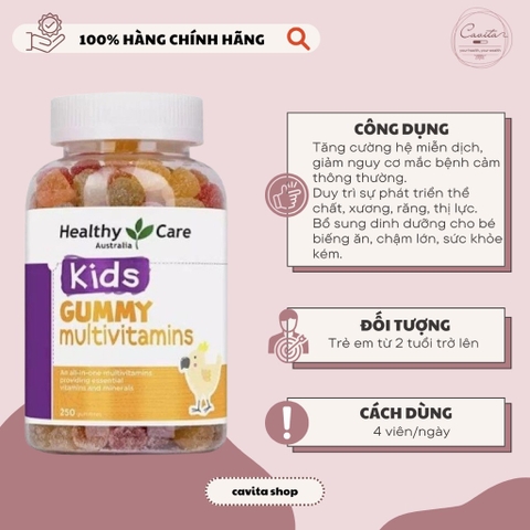 [HEALTHY CARE] Kẹo vitamin tổng hợp Gummy Multivitamins 250 viên