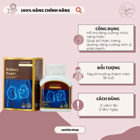 [VITATREE] Viên uống Bổ Thận Kidney Tonic 100 viên