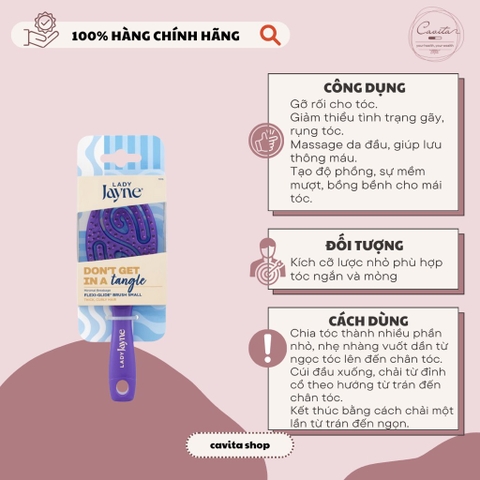 [LADY JAYNE] Lược gỡ rối, massage da đầu size nhỏ Flexi Glide Detangling Brush Small