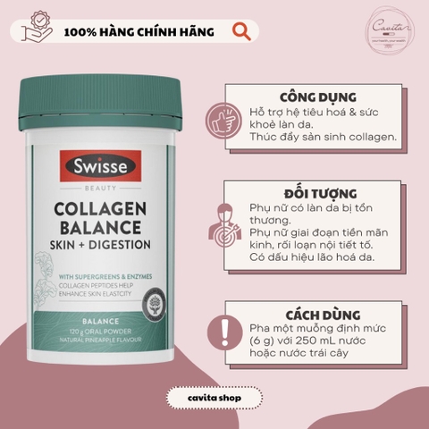 [SWISSE] Bột bổ sung Collagen Balance 120g