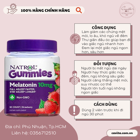 [NATROL] Kẹo hỗ trợ giấc ngủ ngon Melatonin 10mg 90 viên mẫu cũ