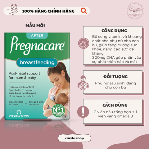 [VITABIOTICS] Viên uống bổ sung Vitamin tổng hợp sau sinh Pregnacare Breast-feeding 84 viên