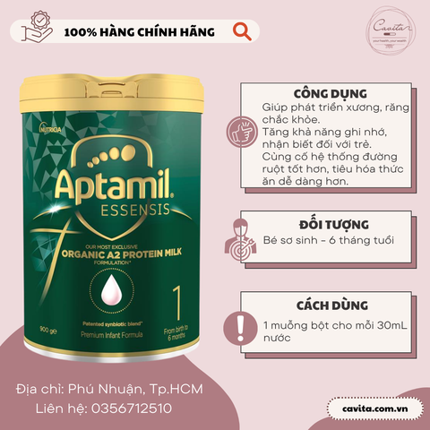[APTAMIL] Sữa Aptamil Essensis Organic A2 Protein Milk Úc số 1, 2, 3 hộp 900 gram