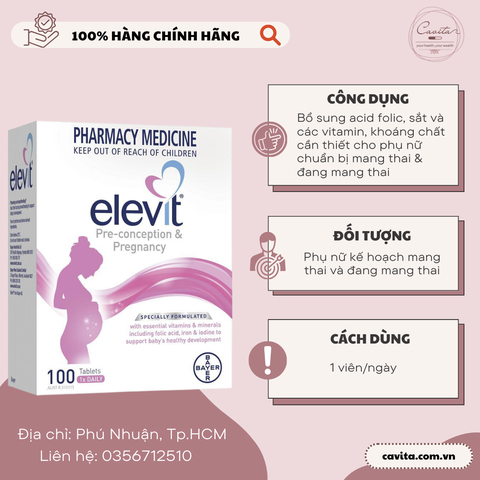 [BAYER] Viên uống Elevit bổ sung vitamin tổng hợp mẹ bầu 100 viên - Pre-conception & Pregnancy Multivitamin