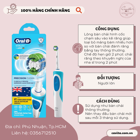 [ORAL B] Bàn chải điện Vitality Plus Power Toothbrush Precision Clean