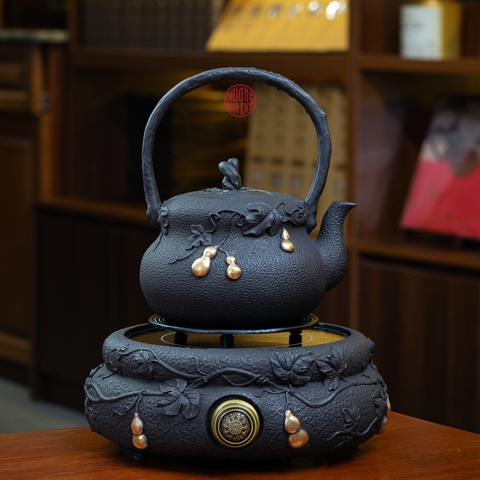 BỘ ẤM GANG NẤU NƯỚC ĐÚC NỔI HỒ LÔ VÀNG