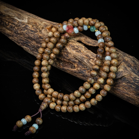 Vòng Trầm Hương 108 hạt 6 li cao cấp mix ngọc ( kiểu 5 )