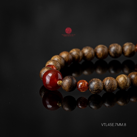 Vòng tay Trầm Hương cho nữ 7 li cận chìm mix Ngọc