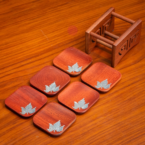 LÓT CHÉN GỖ HƯƠNG ĐÍNH LÁ INOX