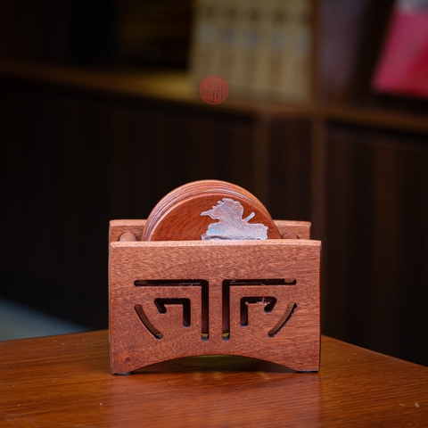 LÓT CHÉN TRÒN GỖ HƯƠNG ĐÍNH LÁ INOX