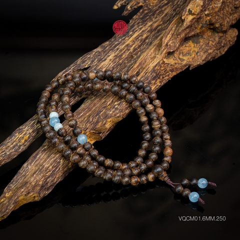 Vòng 108 hạt Trầm Hương chìm nước 6 li hàng cũ mix Ngọc