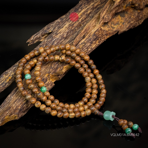 Vòng Trầm Hương 108 hạt 6 li rục cận chìm dầu đỏ