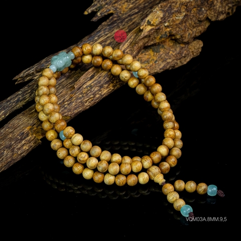 Chuỗi trầm hương 108 hạt 8 li banh mix ngọc