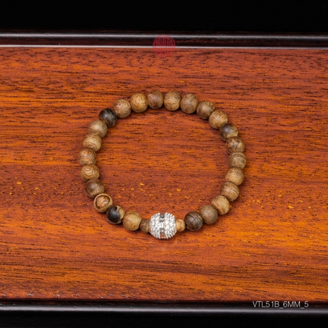 Vòng tay Trầm Hương cho nữ 6 li cận chìm mix Ngọc