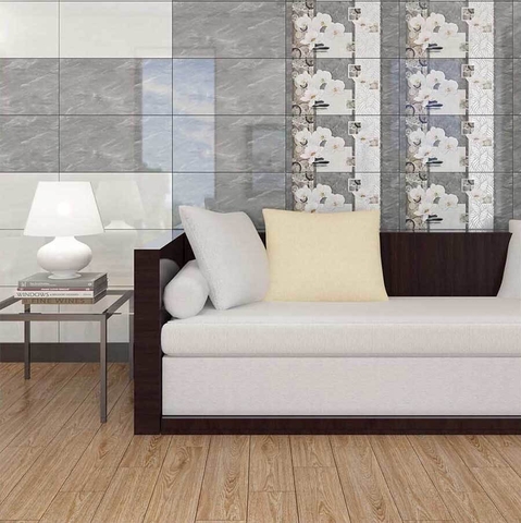 Thiết kế phòng khách hiện đại đẹp thời thượng với gạch vân gỗ