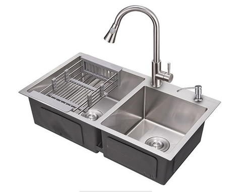 Chậu 2 hố lệch NANOSI NS-7843L 78x43x20
