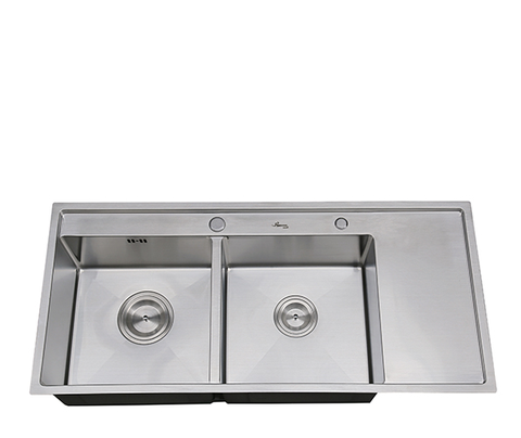 Chậu rửa bát đúc 2 hố có bàn Bancoot 1046R 100x46x23