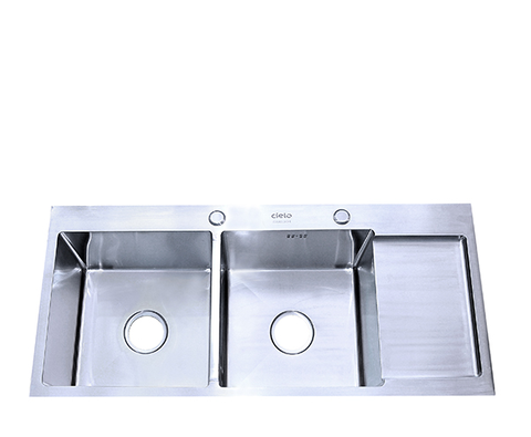 Chậu rửa bát đúc Cielo 2 hố có bàn CE 1B 100x45x23