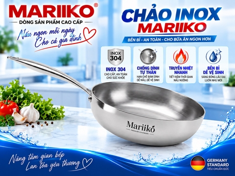 CHẢO INOX LIỀN KHỐI 3 LỚP MARIIKO MR-6828 28CM