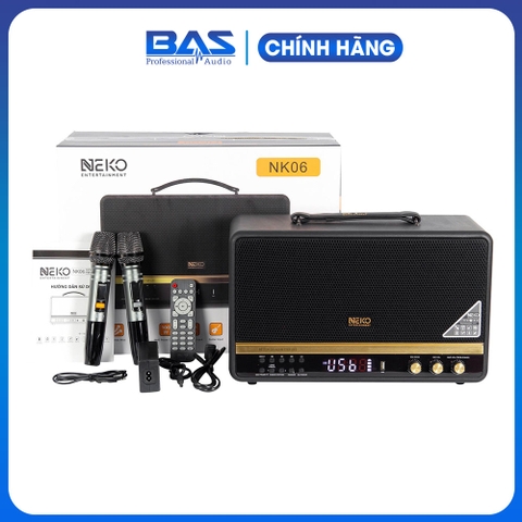 Loa di động Neko NK06, 2 micro, điều khiển từ xa, kết nối bluetooth, có cổng cắm nhạc cụ