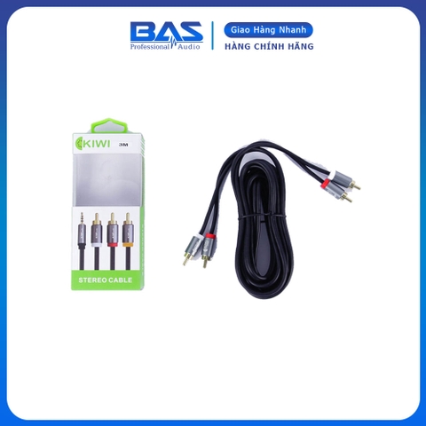 Dây Kiwi 2AV ra 2AV 3m, 2RCA ra 2RCA 3m [Chính hãng Kiwi]. Đầu mạ vàng 24K, thiết kế hộp đựng