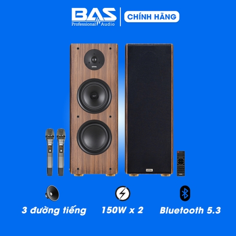 Dàn loa Kadma BS56 (3 Đường tiếng, công suất 300W, Bluetooth, Optical, HDMI, kèm 2 mic, điều khiển)
