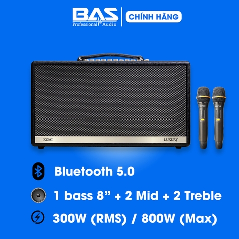 Loa di động KOMI LUXURY, bass 8", công suất 300W