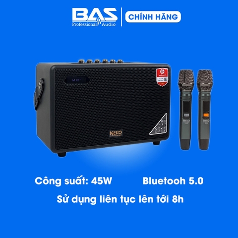 Loa karaoke xách tay NEKO NK02, loa karaoke bluetooth xách tay kèm 2 micro