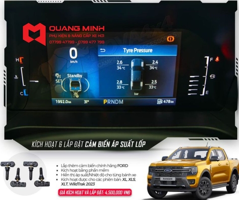 Kích hoạt và lắp đặt cảm biến áp suất lốp FORD RANGER/EVEREST 2023