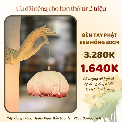 Đèn tay Phật hoa sen hồng