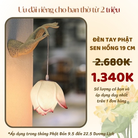 Đèn tay Phật hoa sen hồng