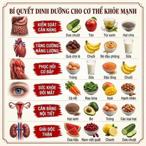 Bí quyết dinh dưỡng giúp cơ thể khỏe mạnh