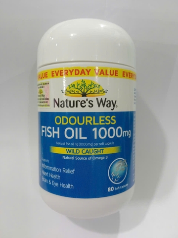 TPBVSK NATURE'S WAY ODOURLESS FISH OIL 1000MG CHAI 80 VIÊN  (DẦU CÁ THIÊN NHIÊN)