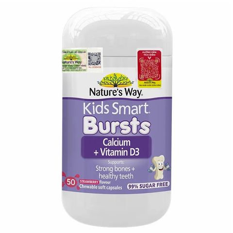 TPBVSK KIDS SMART BURSTS CALCIUM + VITAMIN D (LỌ 50 VIÊN) - NATURE'S WAY