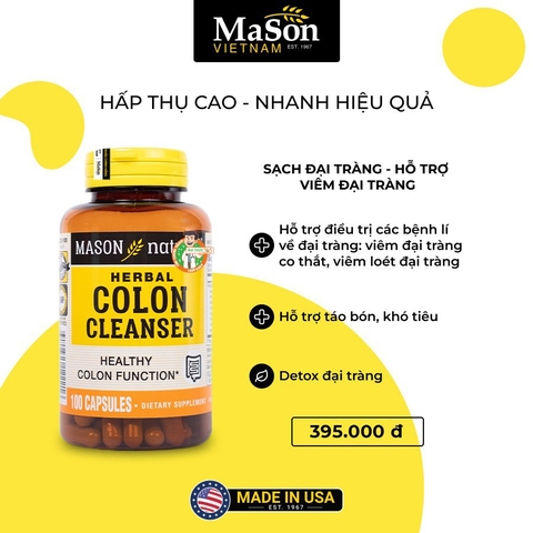 TPBVSK MASON NATURAL COLON HERBAL CLEANSER H/100V - HỖ TRỢ TĂNG CƯỜNG SỨC KHỎE ĐẠI TRÀNG