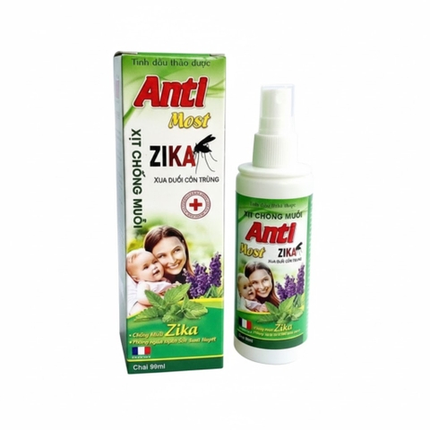 XỊT CHỐNG MUỖI XUA ĐUỔI CÔN TRÙNG ANTI MOST ZIKA 99ML (CHO BÉ TỪ 3 THÁNG TUỔI )