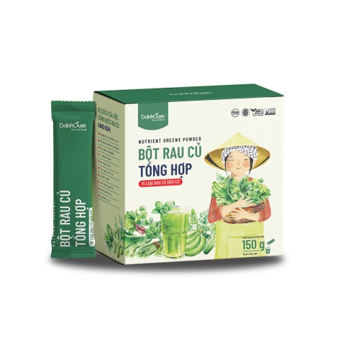 BỘT RAU CỦ TỔNG HỢP DALAHOUSE 150 GRAM ( HỘP 15 GÓI X 10Gr/GÓI)
