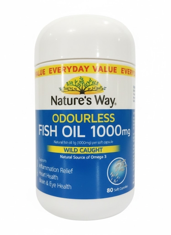 TPBVSK NATURE'S WAY ODOURLESS FISH OIL 1000MG CHAI 80 VIÊN  (DẦU CÁ THIÊN NHIÊN)