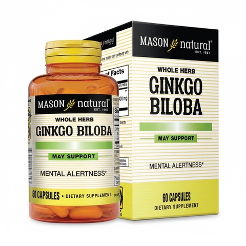 TPBVSK MASON NATURAL GINKGO BILOBA H/60V - HỖ TRỢ TĂNG CƯỜNG SỨC KHỎE NÃO BỘ, CẢI THIỆN TRÍ NHỚ
