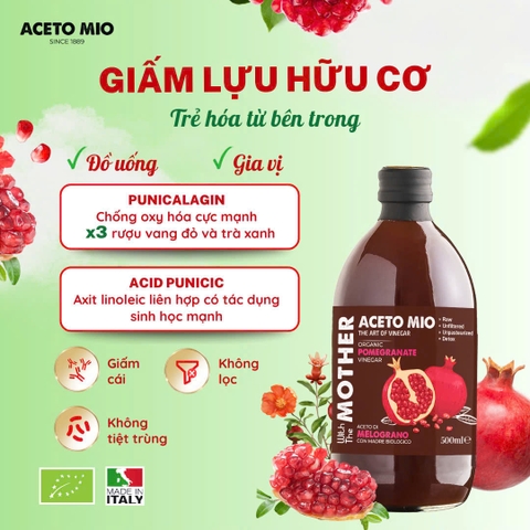 Giấm Lựu hữu cơ cao cấp Ý ACETO MIO 500ml