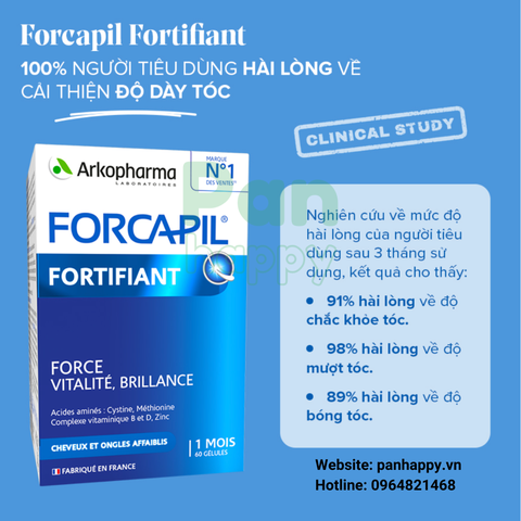 Arkopharma Viên uống Forcapil hỗ trợ tóc chắc khỏe, giúp giảm nguy cơ rụng tóc - 30V