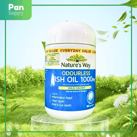 Nature'S Way Odourless Fish Oil 1000mg giúp bổ sung EPA, DHA hỗ trợ tốt cho mắt và não 80 viên