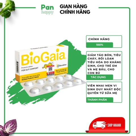 BIOGAIA Viên nhai men vi sinh duy nhất từ sữa mẹ Thụy Điển giảm táo bón, tiêu chảy 10 viên