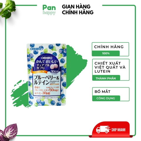 Viên uống bổ mắt việt quất bluberry & lutein 120 viên Nhật Bản Orihiro