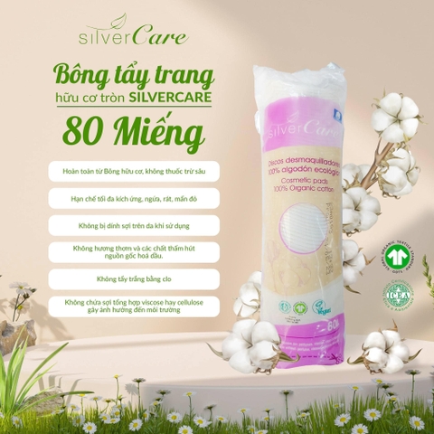SilverCare Bông Tẩy trang Hữu cơ 80 miếng