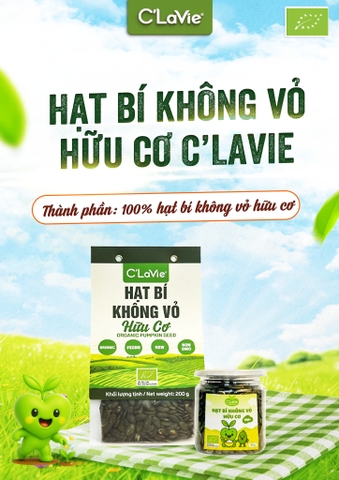 Hạt bí không vỏ hữu cơ C'LaVie 200g
