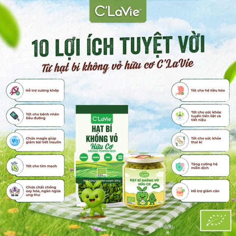 Hạt bí không vỏ hữu cơ C'LaVie 200g