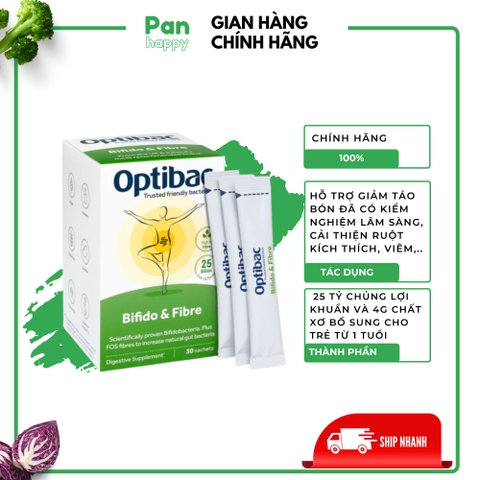 Men điều trị táo bón cho cả người lớn, trẻ em Anh Quốc Optibac 30 gói