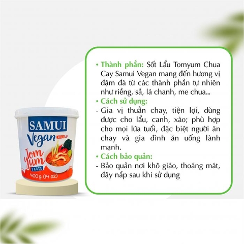 Samui Sốt lẩu Thái Tomyum Chua Cay Thuần Chay 400g