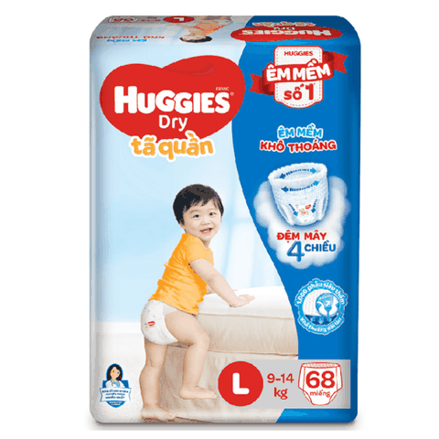 Tã quần Huggies Dry size L 68 miếng (9-14kg)